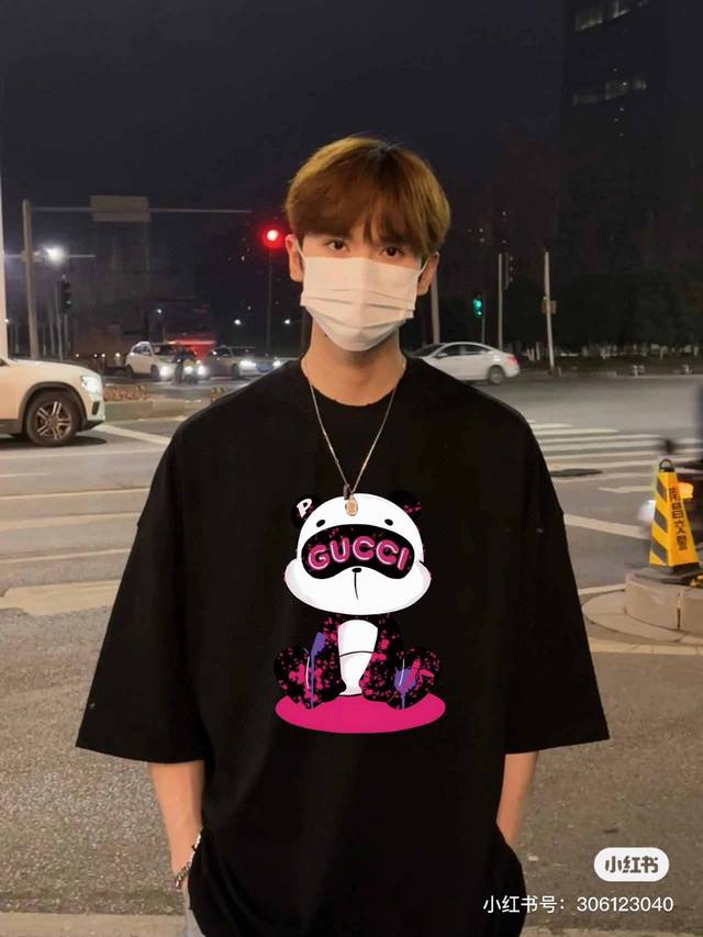 for Gucci 23 Spring and Summer latest cartoon panda short-sleeved T-shirt Cute I