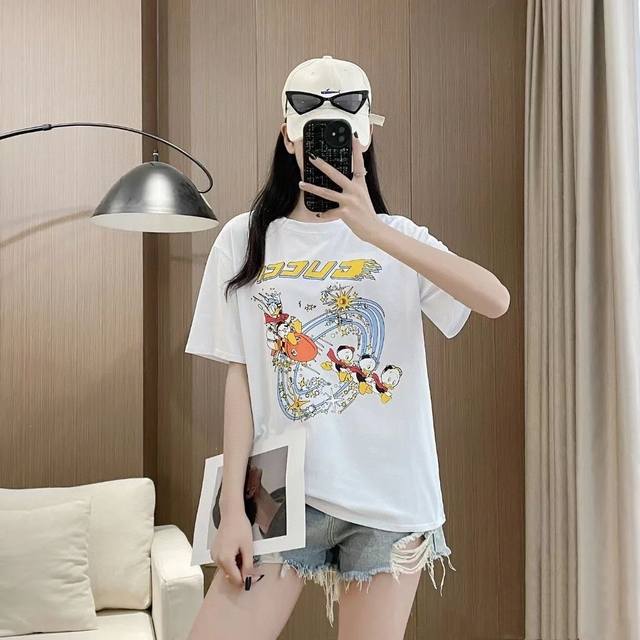 for 25Ss new summer Guccixdisney joint model Donald Duck universe print round ne