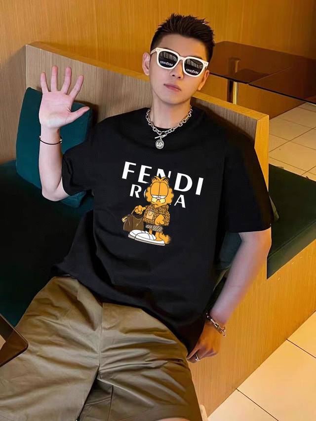 Fendi Fendi Garfield co-branded childlike hot-selling printed double yarn pure c
