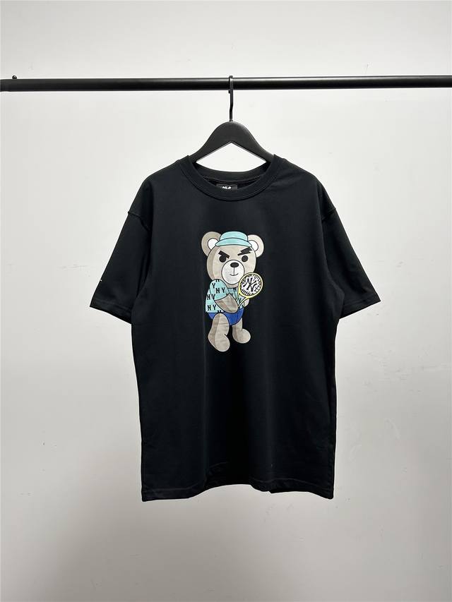 high version, Mlb cabinet new cartoon bear print short-sleeved T-shirt! Three la
