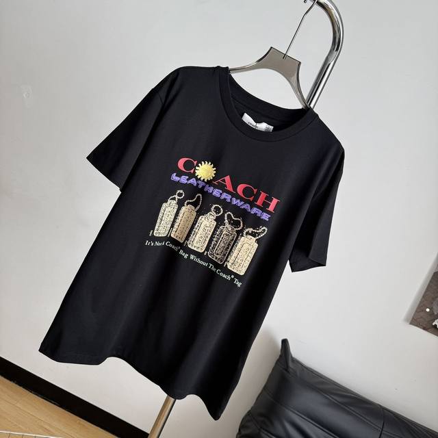 New arrival! Coach printed straight regular short-sleeved T-shirt for couples, b