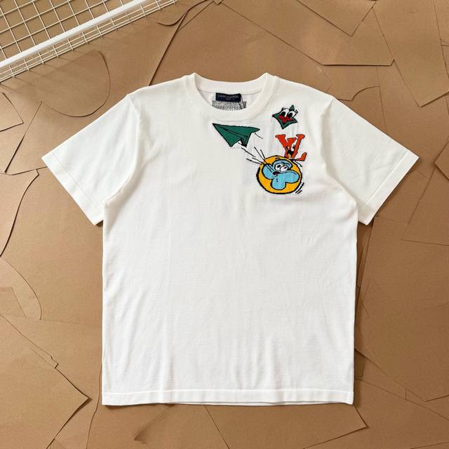 Lv small airplane knitted round neck short sleeve 34 Louisvuitton official websi