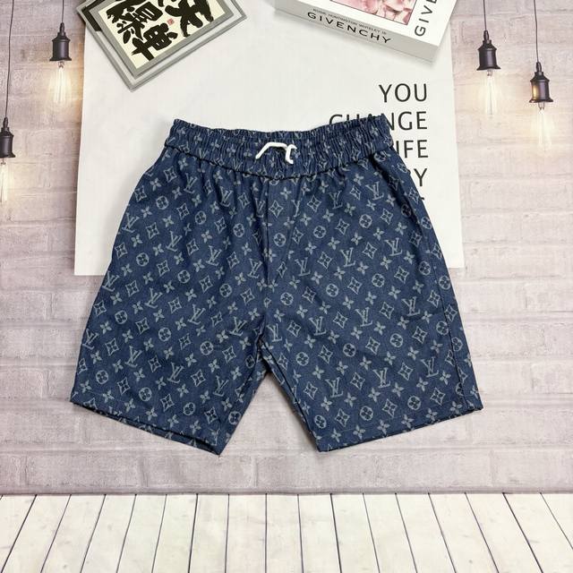 Lv Louis Vuitton 25Ss all-over jacquard washed denim shorts, the same style for