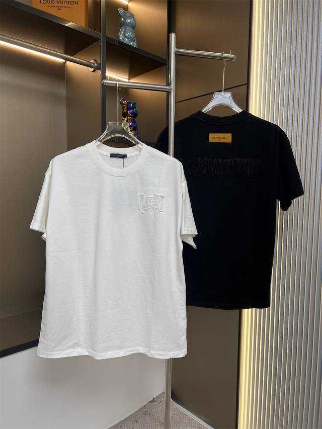 Louis Vuitton 2025Ss new applique embroidery couple casual short-sleeved T-shirt