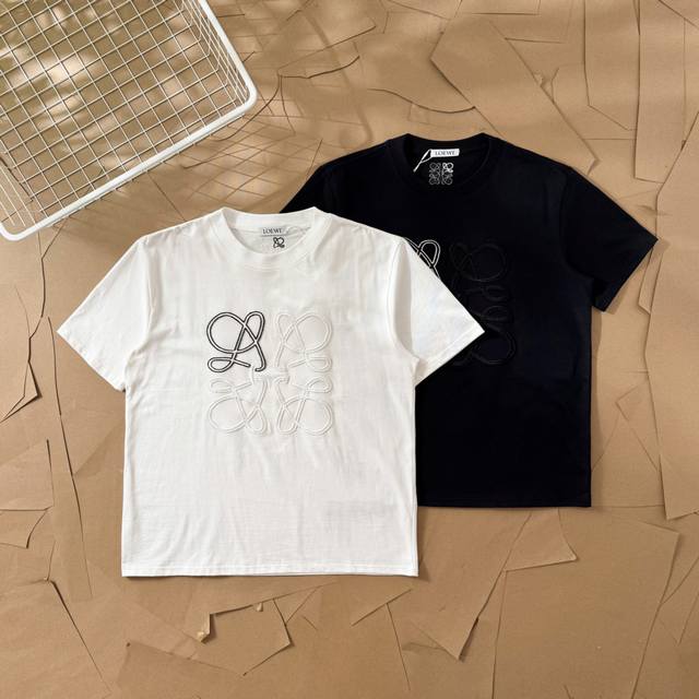 Loewe G33 short-sleeved round neck with large logo 3D embroidery New T-shirt syn