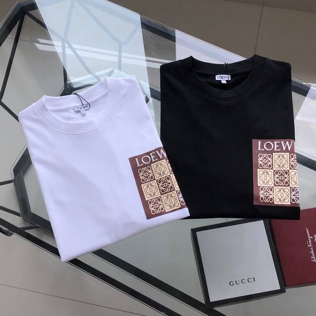 Loewe 2025 spring and summer new embroidered Logo round neck short T High versio