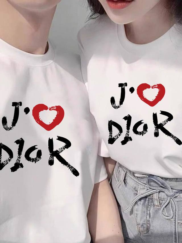 Christian Dior retro luxury Cd love English letters couple short sleeves Unisex