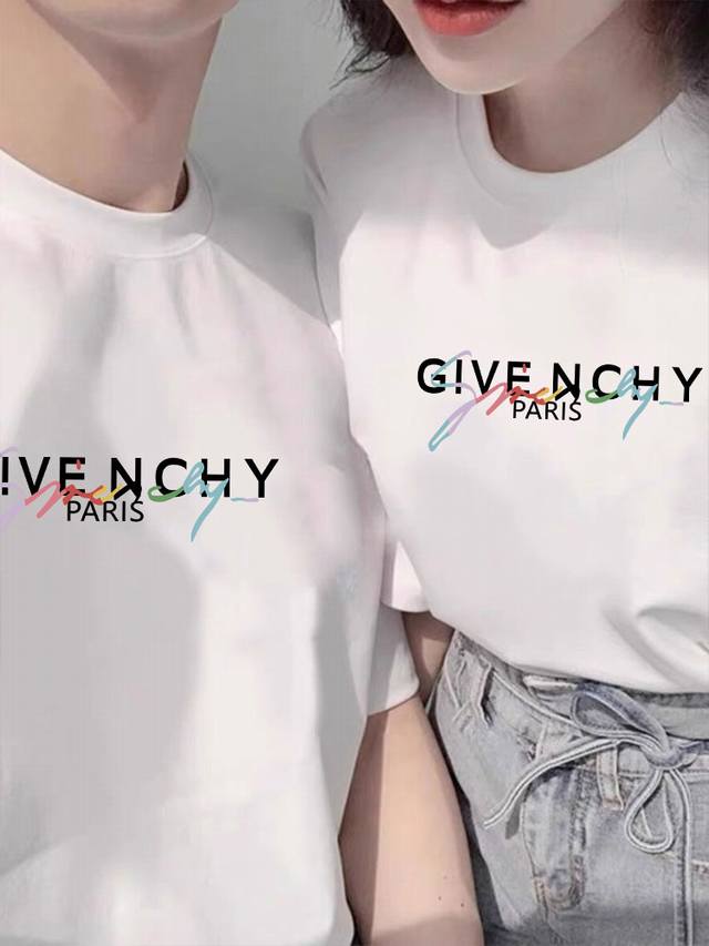 Givenchy summer painted cursive Logo high street loose versatile couple short sl