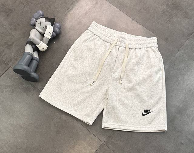 Trendy Nike embroidered small logo drawstring shorts terry sweatpants shorts can