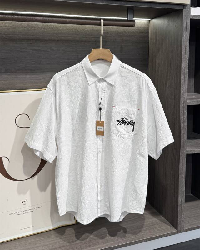 Stussy 25Ss classic cherry black eight print lapel short-sleeved shirt 6964 Tren