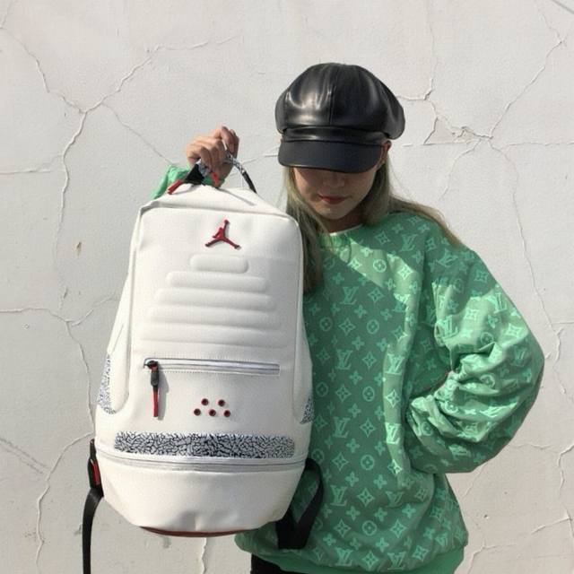 Jordan Aj3 backpack with cement crack pattern basketball bag sports bag for men