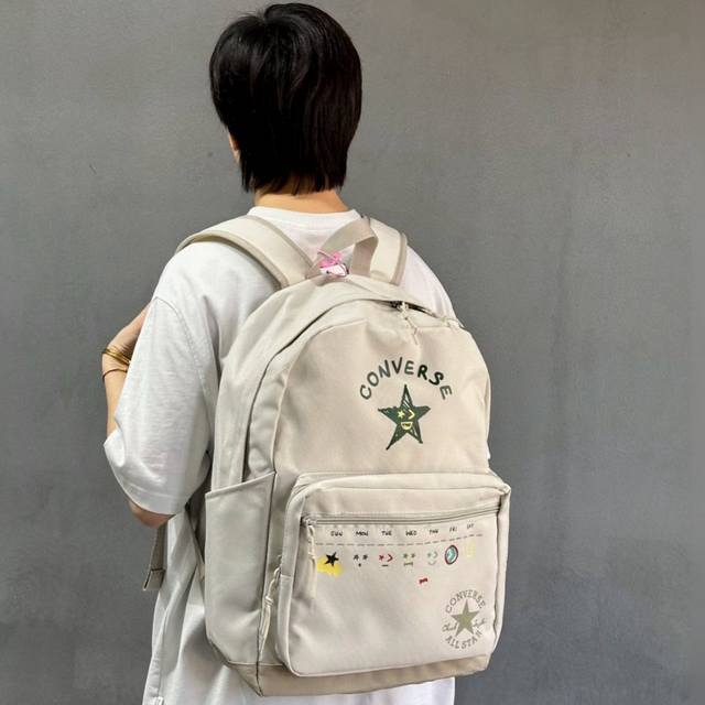 Converse painted backpack, shoulder bag, student school bag. The quality and wor