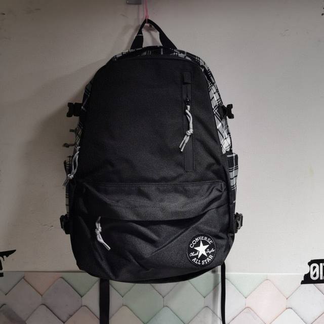 Highest version Converse high version floral plaid backpack single shoulder bag