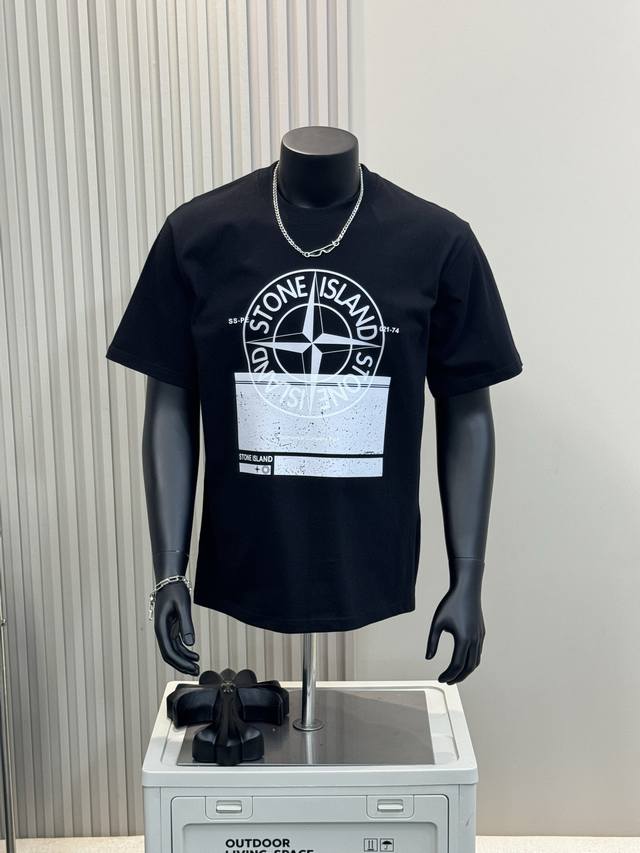 Stone Island 25Ss chest compass print short-sleeved T-shirt for men and women co