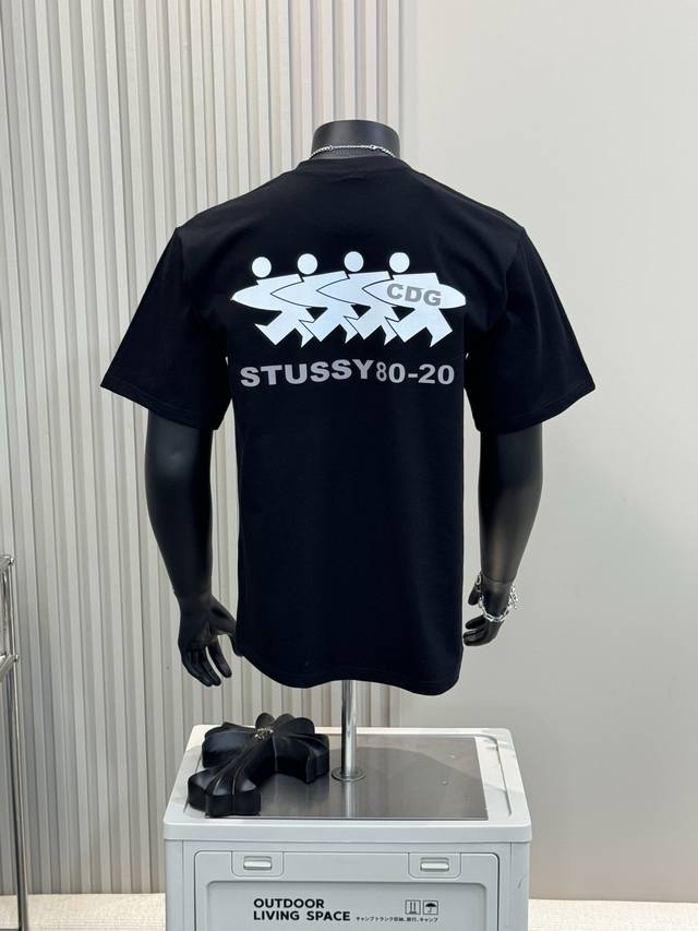Stussy 25Ss skateboard print on the back short-sleeved T-shirt for men and women