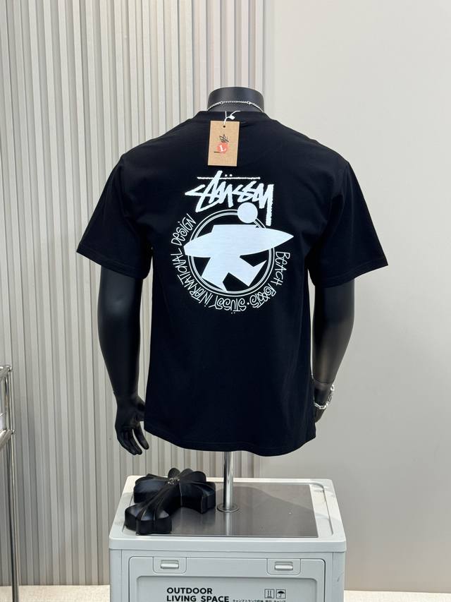 Stussy 25Ss back letter skateboard print short-sleeved T-shirt for men and women