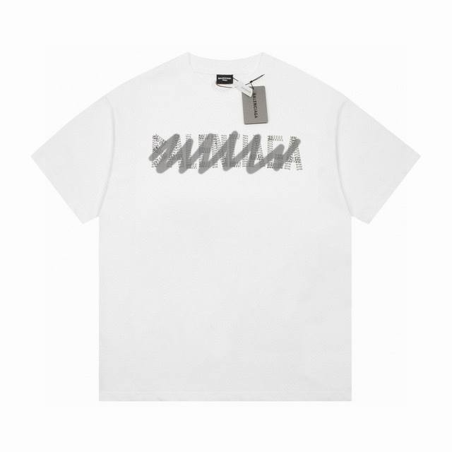 Balenciaga grey blurred subtitles couple short-sleeved T-shirt Made of 260g doub
