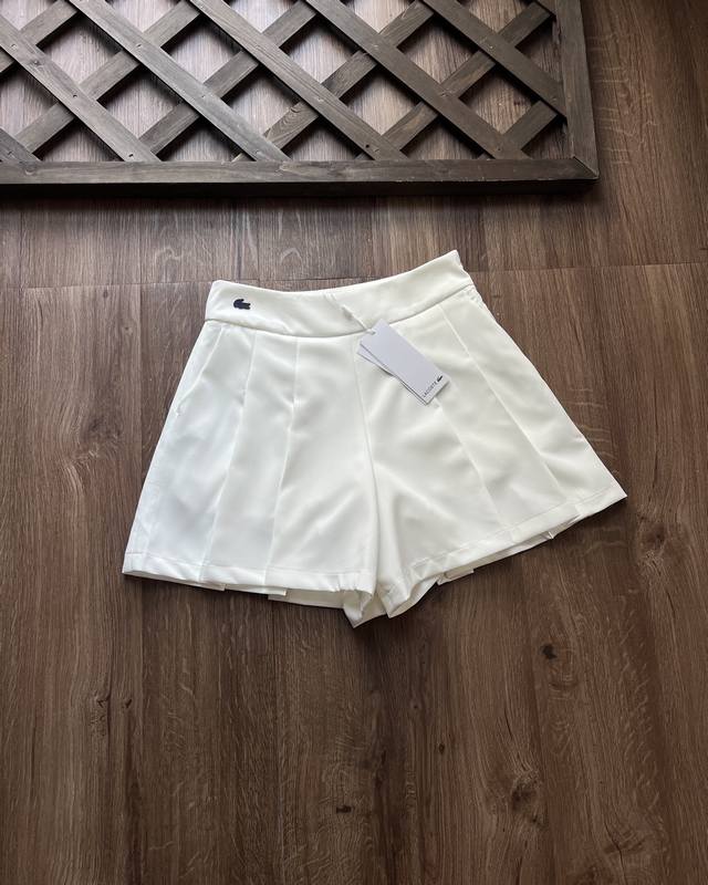 Lacoste French Crocodile Women's Fashion Pleated Casual Solid Color Shorts Sport