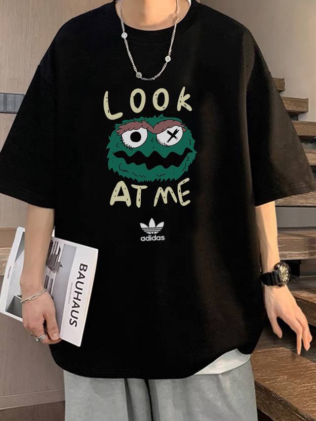 260G Heavy Cotton Adidas Originals T-shirt with Sesame Street Co-branded Short S