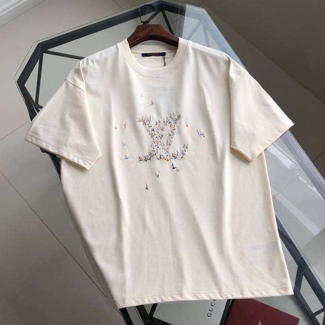 Lv Louis Vuitton 2025 spring and summer new embroidered Logo short-sleeved T-shi