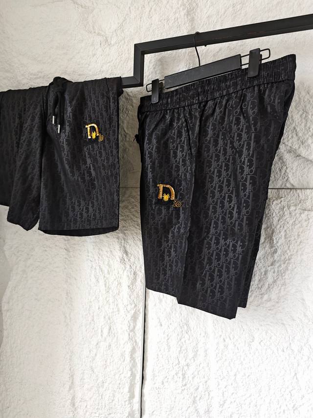 Dior full-printed letter-printed light shorts The luxury code flowing in the dar