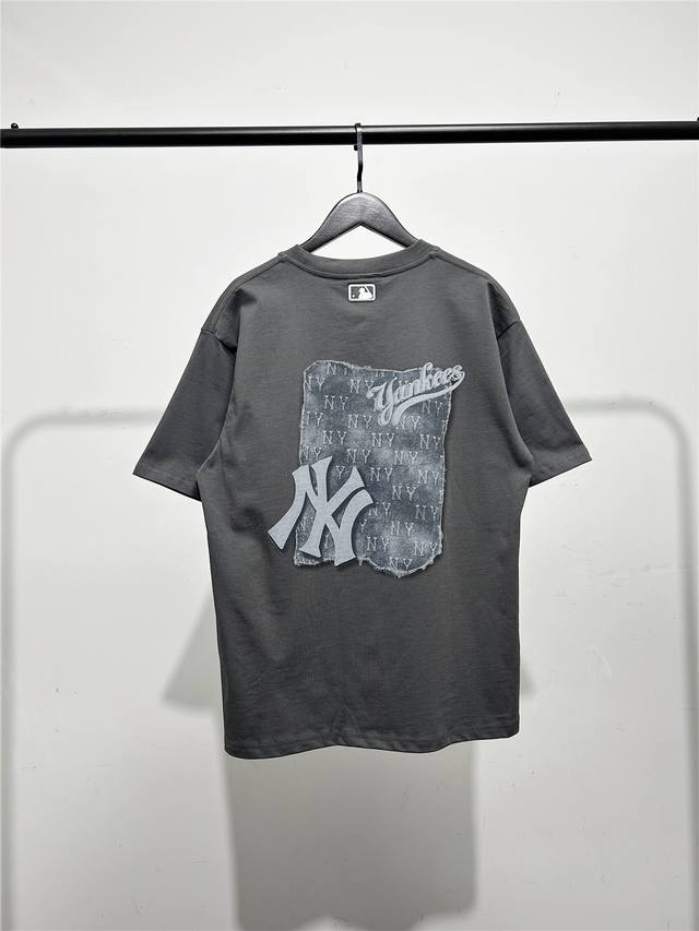 High quality! Mlb cabinet new denim blue monogram short-sleeved T-shirt! Three c
