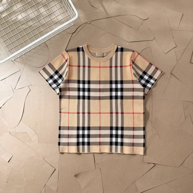 Burberry classic plaid round neck knitted short sleeve 84 Burberry official webs