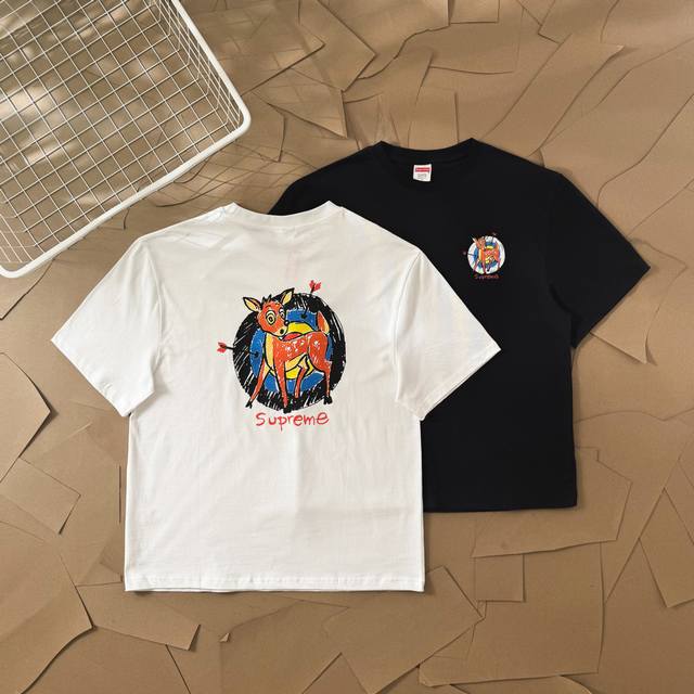 Supreme Ss25 Deer Print Round Neck Short Sleeve T-shirt American fashion brand S