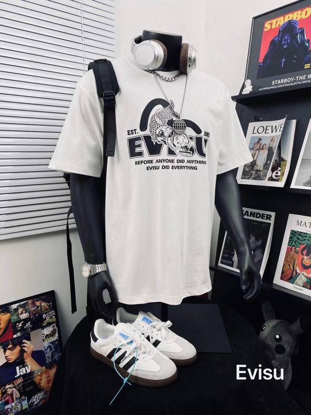 Evisu Fushen high version fisherman Buddha head printed casual short-sleeved T-s