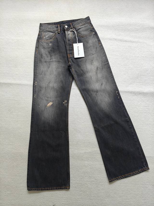 Acne Studio Ac Black Ink Splash M Version Vintage Flared Version Denim Casual Pa