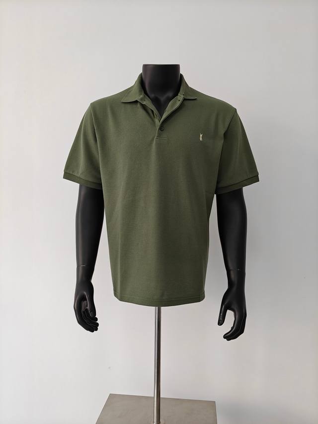 Ysl Saint Laurent pure color simple white Jingting same style pique Polo short-s