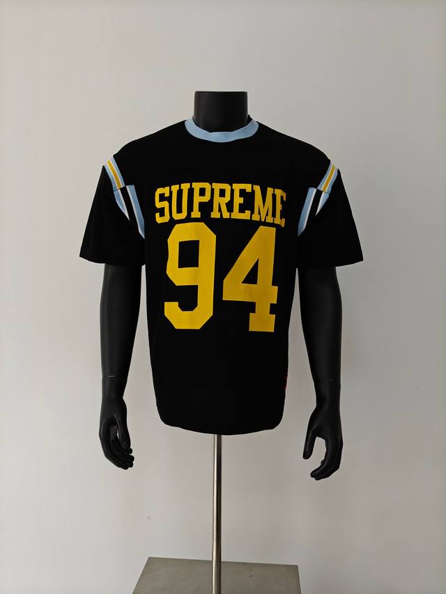 Supreme Ss25 Week8 Split SS Football Top Splicing pattern ribbed round neck shor