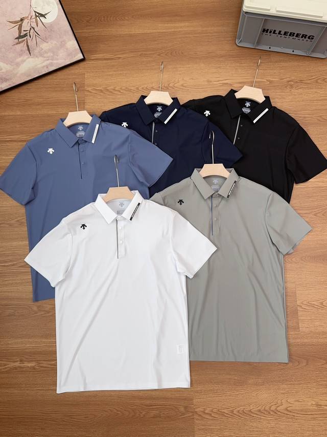 Descente's 25th summer new business casual commuter style Polo 77% nylon, 23% sp