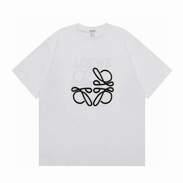 Top OEM quality Loewe 25Ss classic black and white embroidered T-shirt short sle