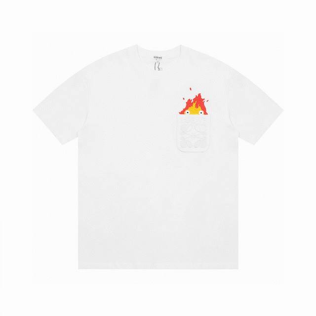 Loewe 25Ss flame pocket embroidered short-sleeved T-shirt - The fabric has under