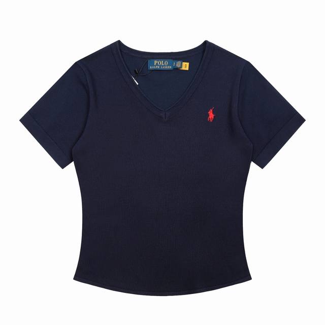 Top quality Ralph Lauren classic pony embroidery V-neck goddess style summer kni