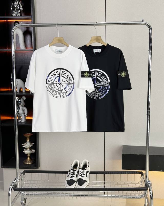 Stone Island 25Ss new summer style short-sleeved couple's style with contrasting
