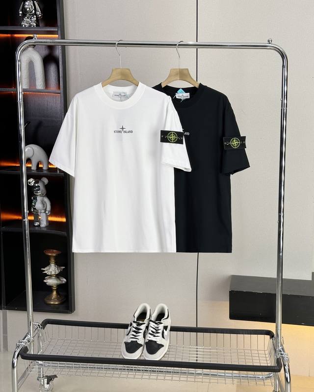 Stone Island 25Ss new summer short-sleeved couple's style with a large disc logo