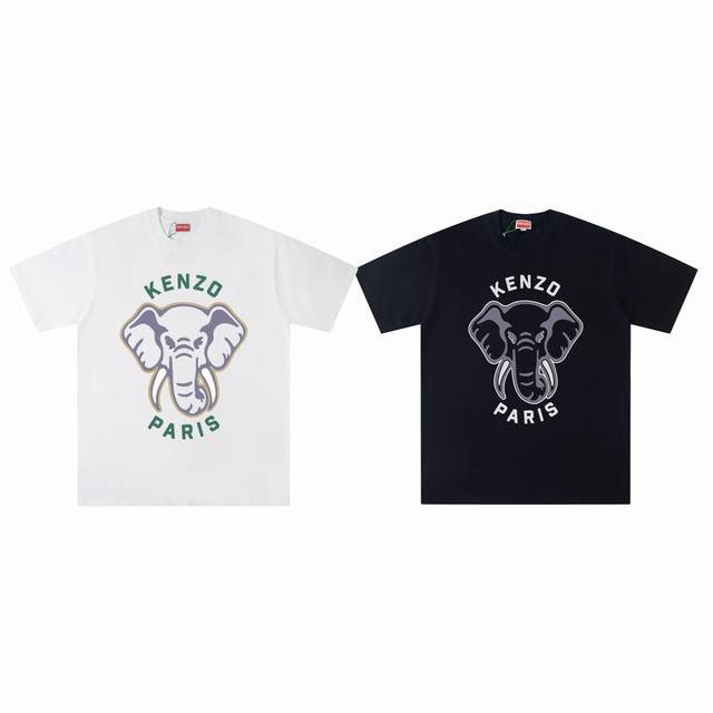 Kenzo 25Ss Elephant Logo Letter Printed Casual Couple Short Sleeve T-shirt - Top