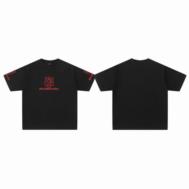 Balenciaga 25Ss Mamba co-branded logo letter embroidery washed couple round neck