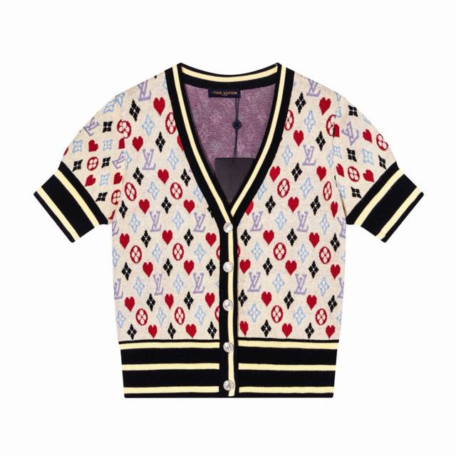 Louis Vuitton Lv 25Ss spring new love pattern jacquard women's V-neck cardigan k