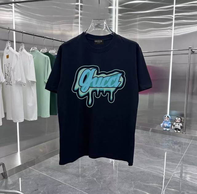 Gucci retro couple print short-sleeved T-shirt with dropped shoulders Heavy 280G