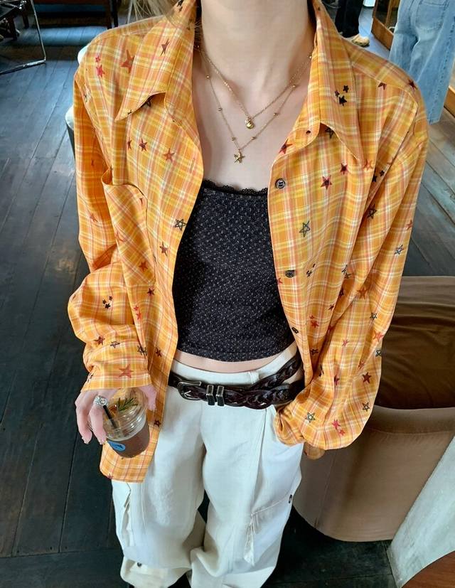 Chrome Hearts colorful jacquard orange sunscreen button-down shirt Orange soda f