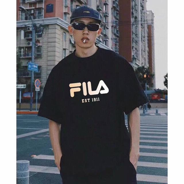 Fila T-shirt, limited edition printed short-sleeved T-shirt, unisex, Ins Xiaohon