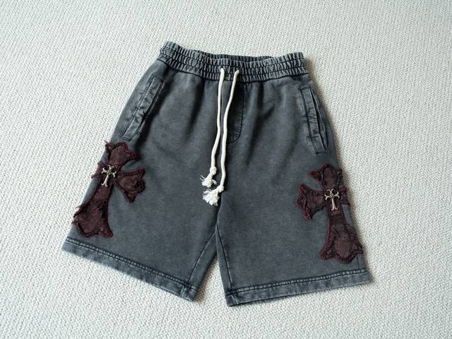 Chrome Hearts 25S S Washed Gray Large Cross Embroidered Cotton Shorts Shorts Ite