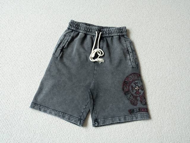 Chrome Hearts 25S S Washed Gray Horseshoe Applique Embroidered Cotton Shorts Sho