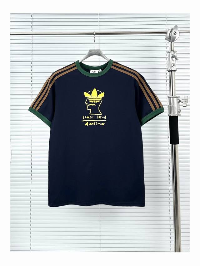 Adidas Brain Dead Three-Bar Short Sleeve Blue S-Xl Adidas Originals X Brain Dead