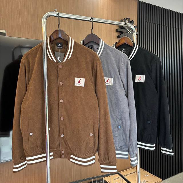 Air Jordan classic flying man cloth label corduroy baseball jacket coat two colo