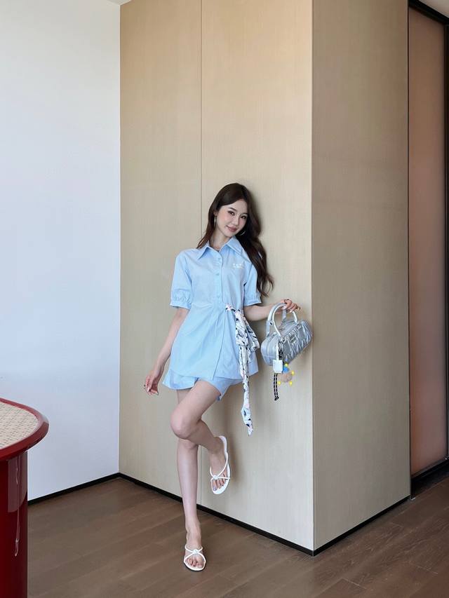 New set Prada* Prada palace-style short-sleeved shirt weaves a sweet poem with r