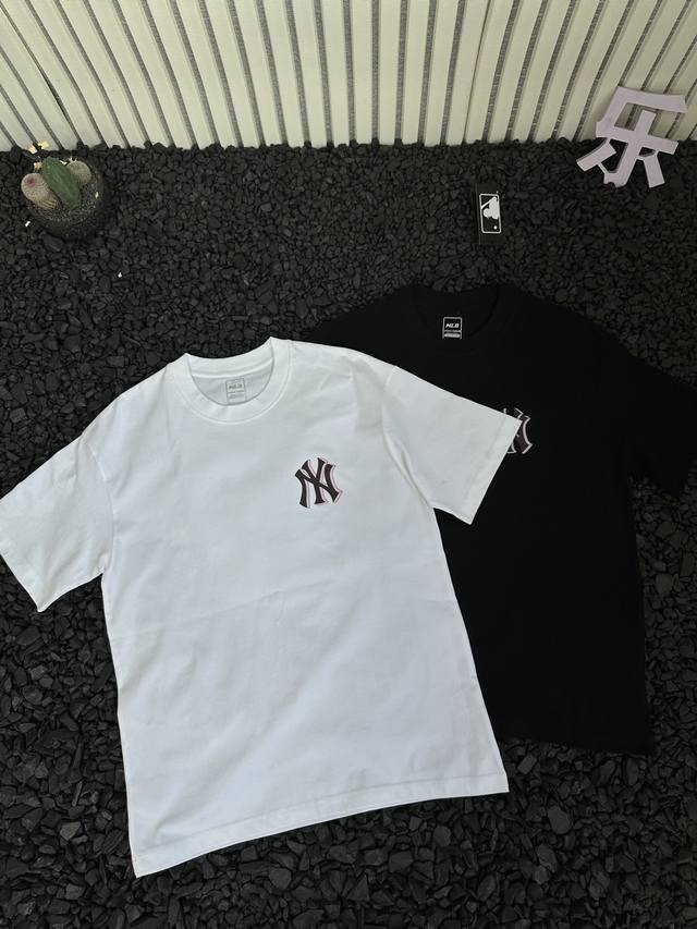 Mlb New York Yankees Logo Pattern Print Short Sleeve Summer Classic Drop Shoulde